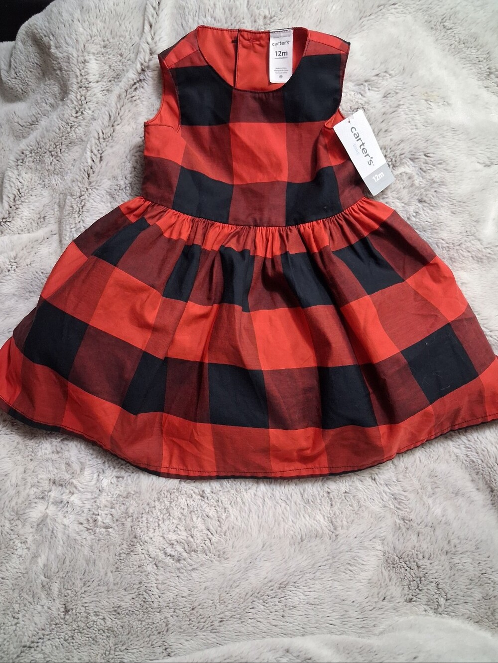 Carter's Red and Black Buffalo Plaid Sleeveless Dress